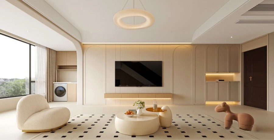 原木奶油風(fēng)三居室裝修效果圖