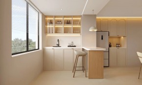 原木奶油風三居室廚房裝修效果圖