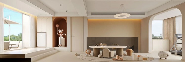 原木奶油風(fēng)三居室休閑區(qū)2裝修效果圖