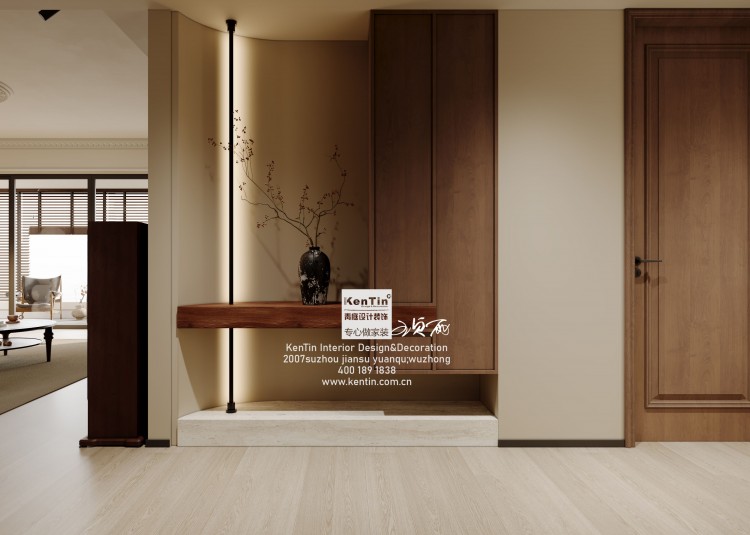 太澤之星復古風大平層徐玄關裝修效果圖