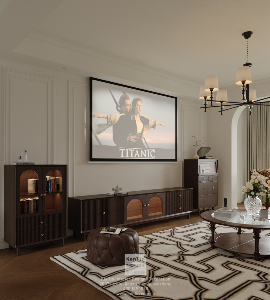 藍(lán)光天悅城美式復(fù)古三居室客廳裝修效果圖