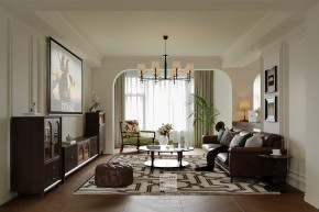 藍(lán)光天悅城美式復(fù)古三居室客廳裝修效果圖