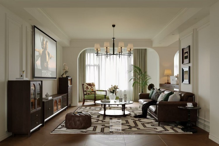 藍(lán)光天悅城美式復(fù)古三居室客廳裝修效果圖