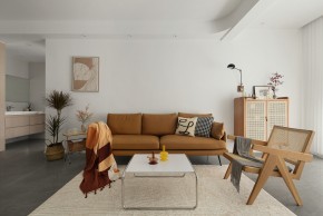 北歐原木風(fēng)三居室裝修客廳效果圖