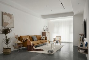 北歐原木風(fēng)三居室裝修客廳效果圖