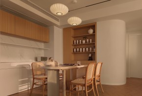 原木風(fēng)兩居室裝修餐廳效果圖