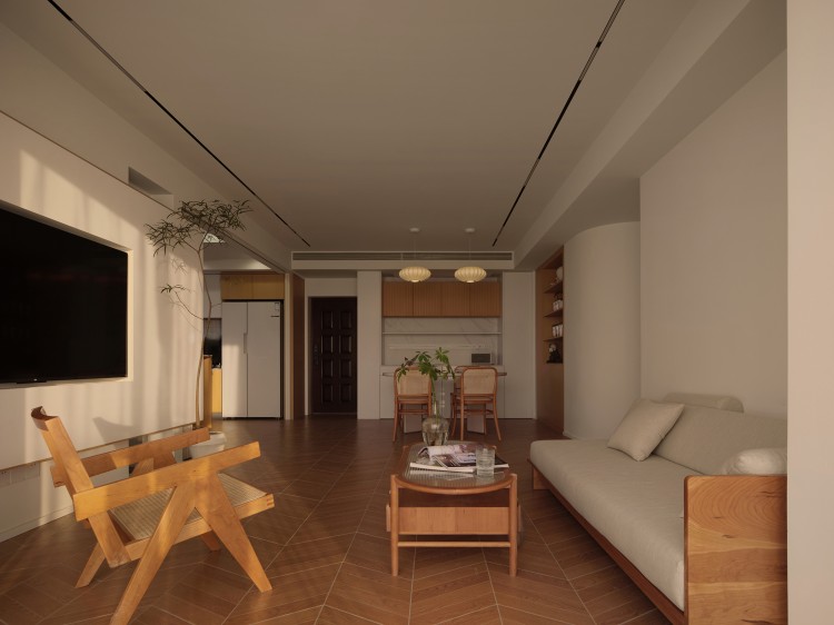 原木風兩居室裝修客廳效果圖