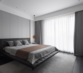 現(xiàn)代簡約大平層三居室裝修臥室效果圖