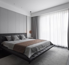 現(xiàn)代簡約大平層三居室裝修臥室效果圖