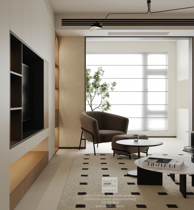 雍景灣現(xiàn)代簡約三居室客廳裝修效果圖