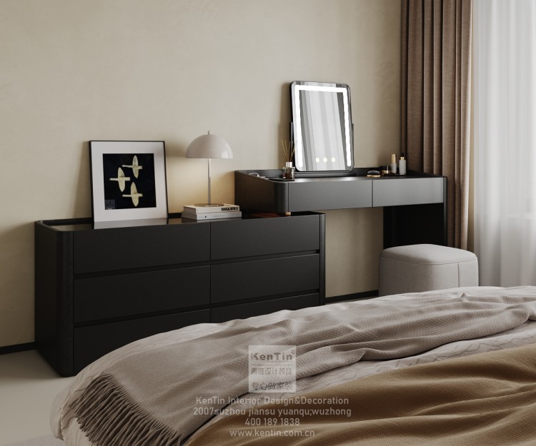 雍景灣現(xiàn)代簡約三居室臥室裝修效果圖