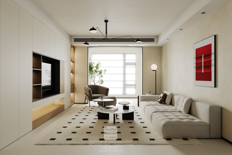 雍景灣現代簡約三居室客廳裝修效果圖