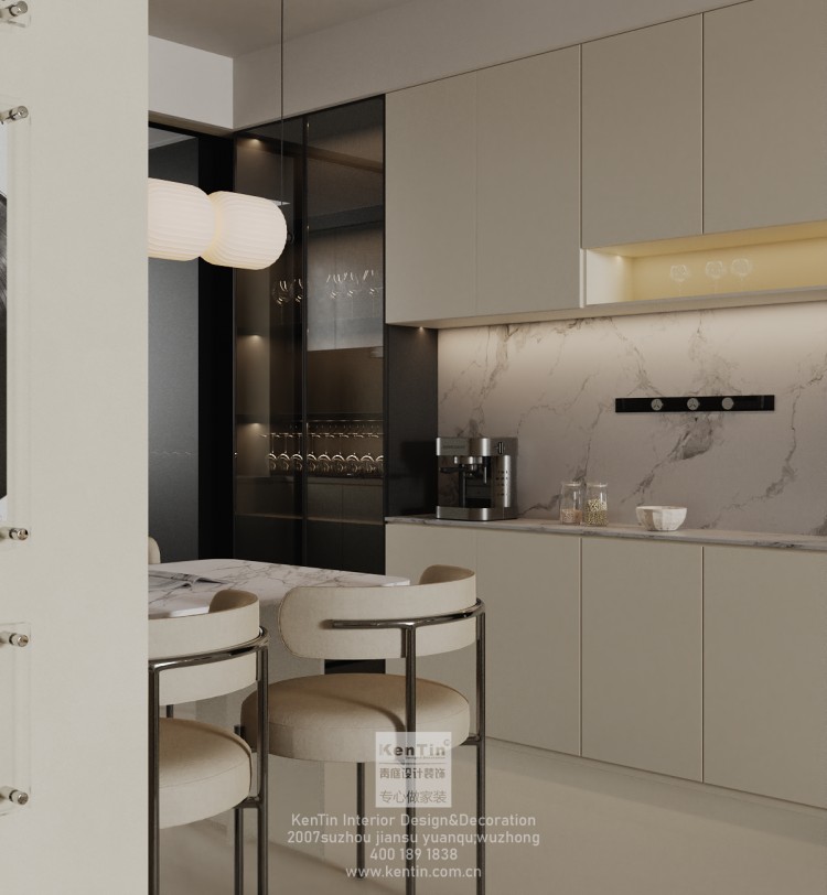 雍景灣現(xiàn)代簡約三居室餐廳裝修效果圖