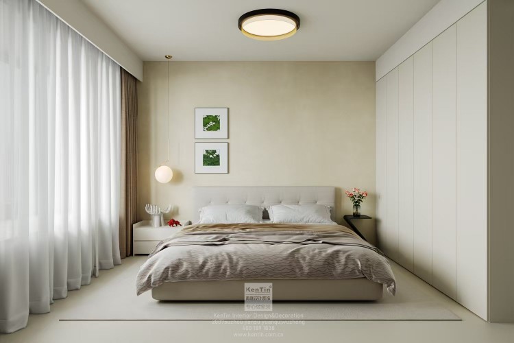 雍景灣現(xiàn)代簡約三居室臥室裝修效果圖