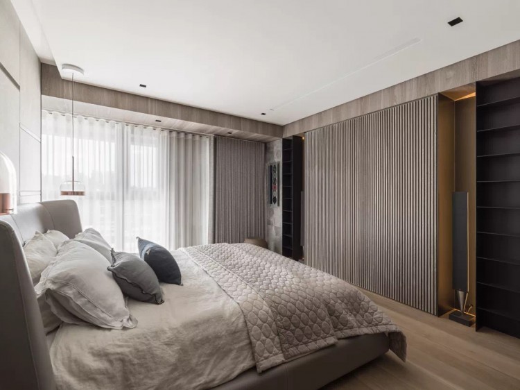 現(xiàn)代簡約大平層三居室臥室裝修效果圖