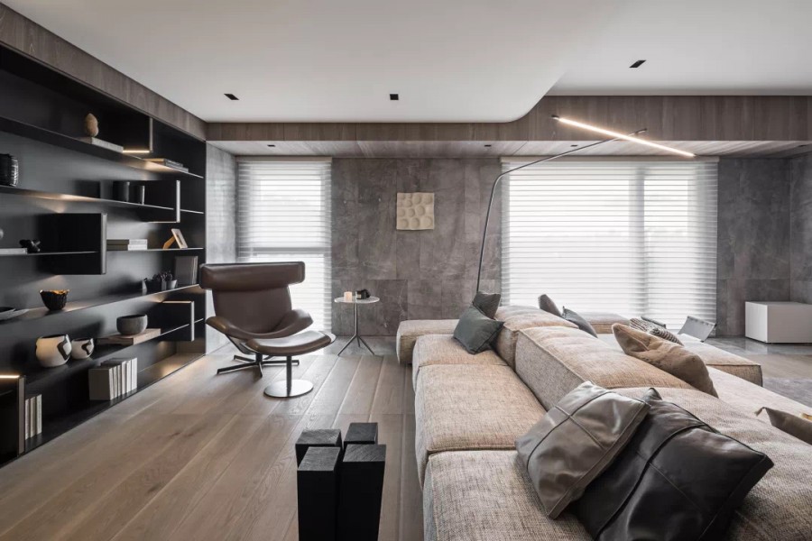 現(xiàn)代簡(jiǎn)約大平層三居室客廳裝修效果圖