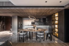 現(xiàn)代簡(jiǎn)約大平層三居室餐廳裝修效果圖