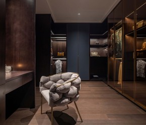 新中式別墅裝修衣帽間效果圖