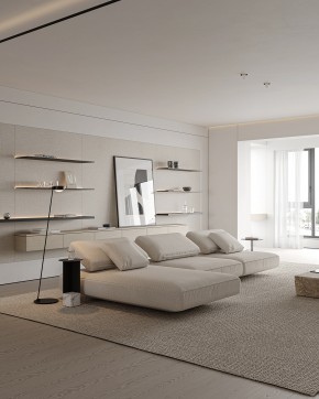 現代奶油風三居室客廳裝修效果圖