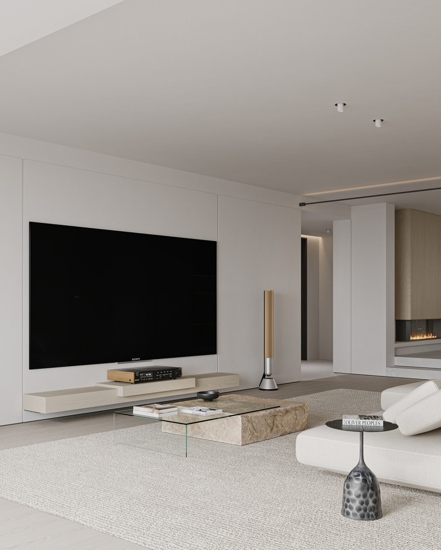 現代奶油風三居室客廳裝修效果圖