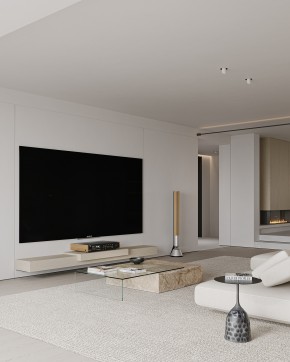 現代奶油風三居室客廳裝修效果圖