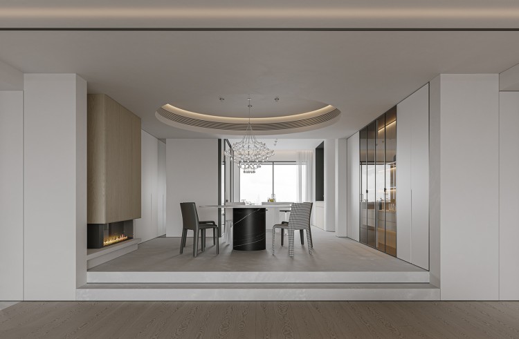 現(xiàn)代奶油風(fēng)三居室餐廳裝修效果圖