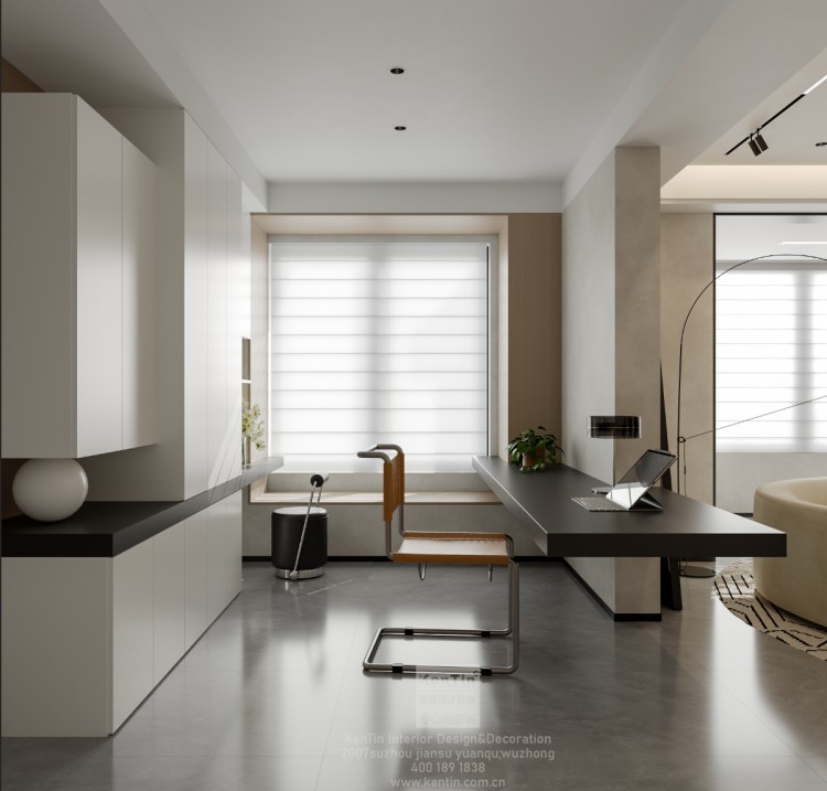 保利天匯現(xiàn)代簡約精裝書房改造效果圖