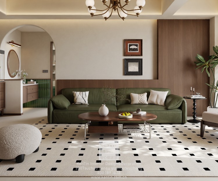 蘇州灣景苑中古風(fēng)三居室裝修效果圖