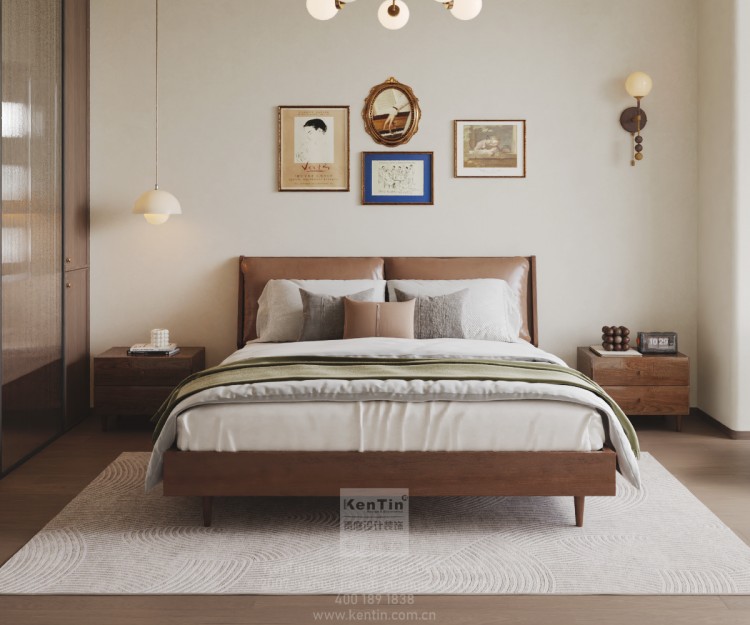 蘇州灣景苑中古風(fēng)三居室臥室裝修效果圖