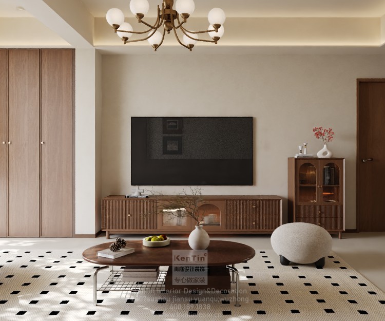 蘇州灣景苑中古風(fēng)三居室客廳裝修效果圖