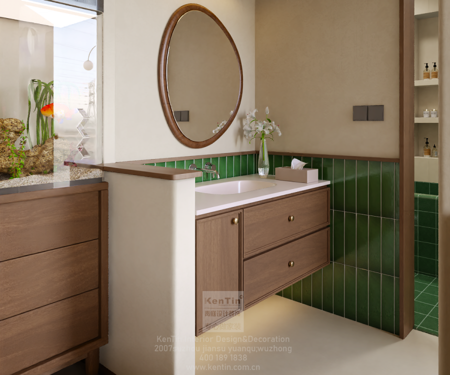 蘇州灣景苑中古風三居室衛(wèi)生間裝修效果圖