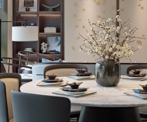 新中式別墅餐廳裝修效果圖