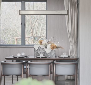 中式大平層餐廳裝修效果圖