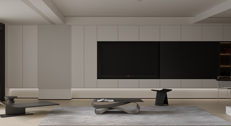 現(xiàn)代簡約大平層客廳裝修效果圖