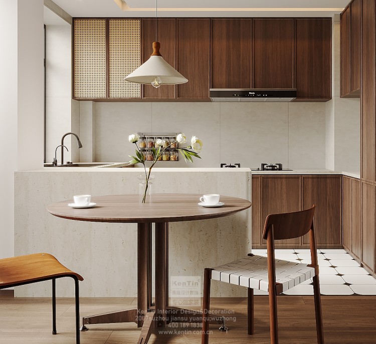 湖韻佳苑中古風(fēng)三居室廚房裝修效果圖