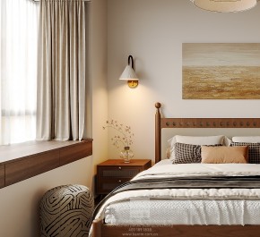 湖韻佳苑中古風(fēng)三居室臥室裝修效果圖