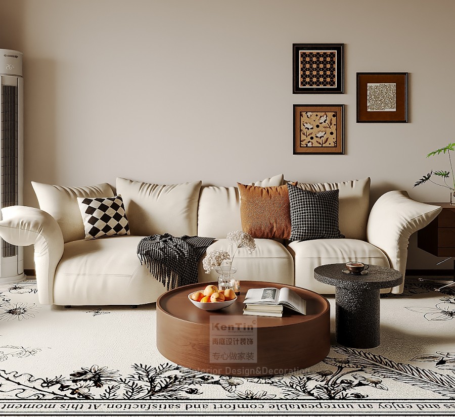 湖韻佳苑中古風(fēng)三居室客廳裝修效果圖