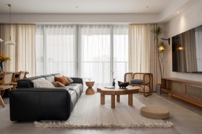 原木風(fēng)三居室客廳裝修效果圖