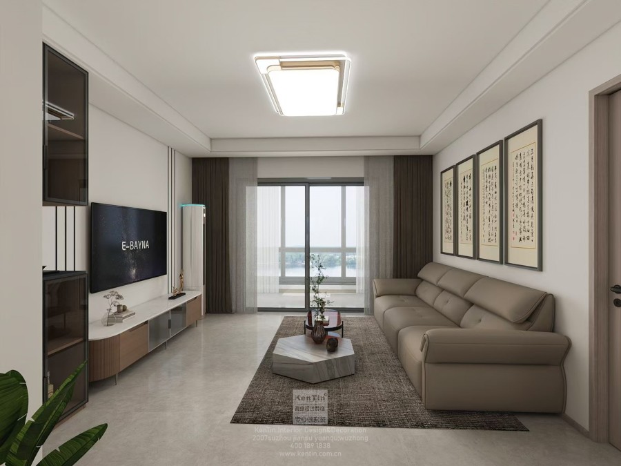 鳳凰胥岸現(xiàn)代簡約三居室客廳裝修效果圖