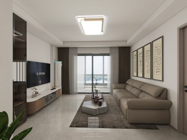 鳳凰胥岸現(xiàn)代簡(jiǎn)約三居室客廳裝修效果圖