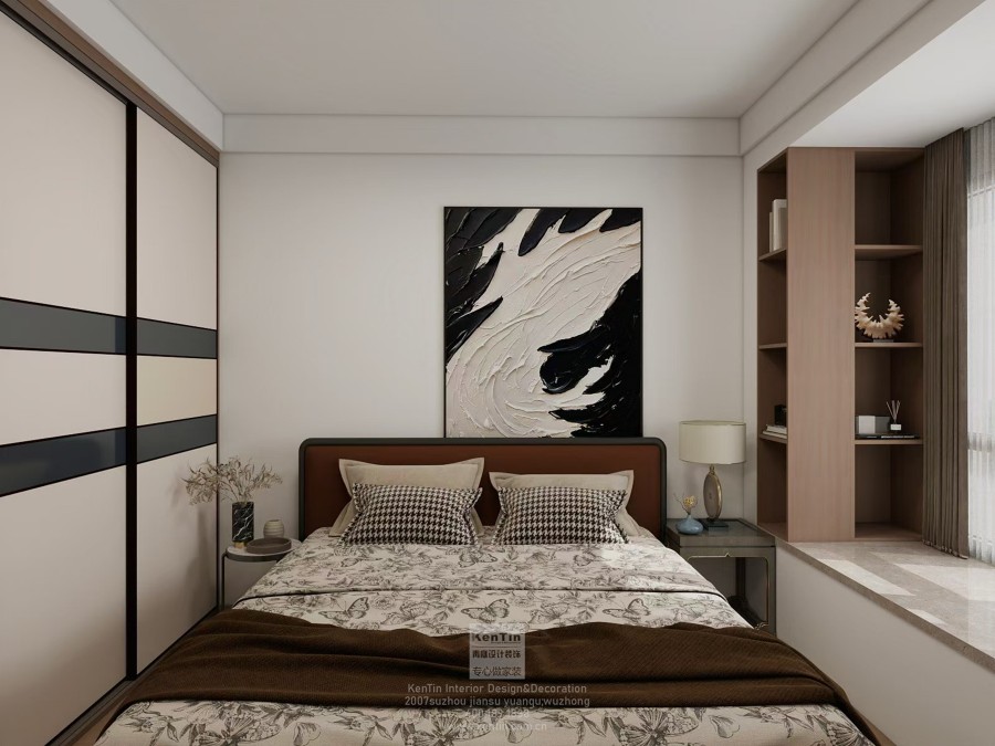 鳳凰胥岸現(xiàn)代簡約三居室臥室裝修效果圖