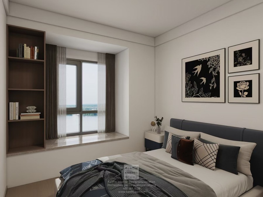 鳳凰胥岸現(xiàn)代簡約三居室臥室裝修效果圖