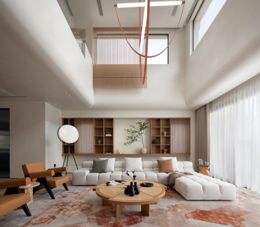 原木風(fēng)別墅客廳裝修效果圖