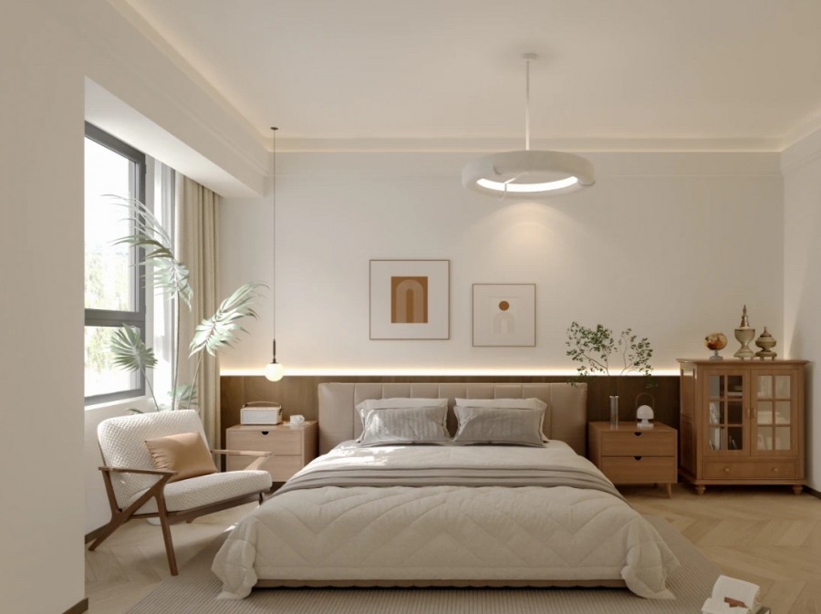 現(xiàn)代簡約三居室臥室裝修效果圖