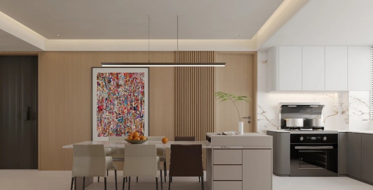 現(xiàn)代簡約三居室餐廳裝修效果圖