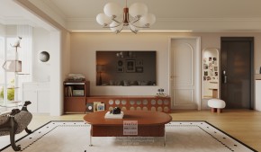 碧提雅苑奶油中古風(fēng)三居室客廳裝修效果圖