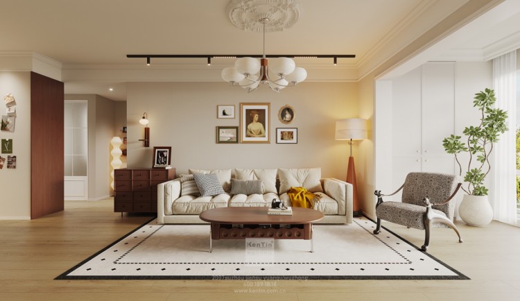 碧提雅苑奶油中古風(fēng)三居室裝修效果圖