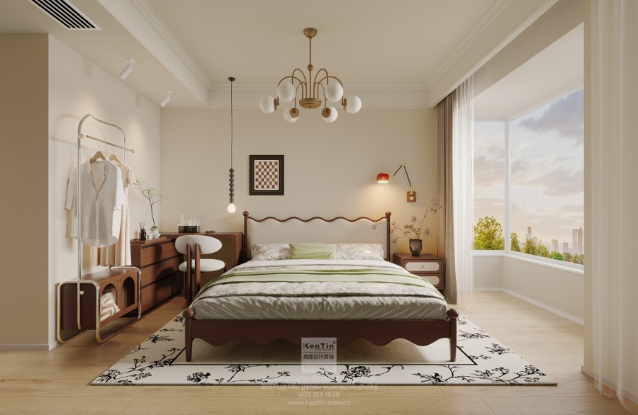 碧提雅苑奶油中古風(fēng)三居室臥室裝修效果圖