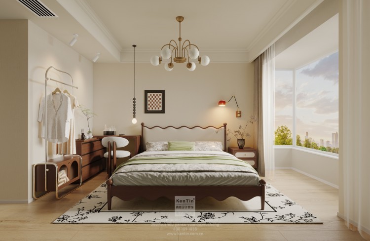 碧提雅苑奶油中古風(fēng)三居室臥室裝修效果圖