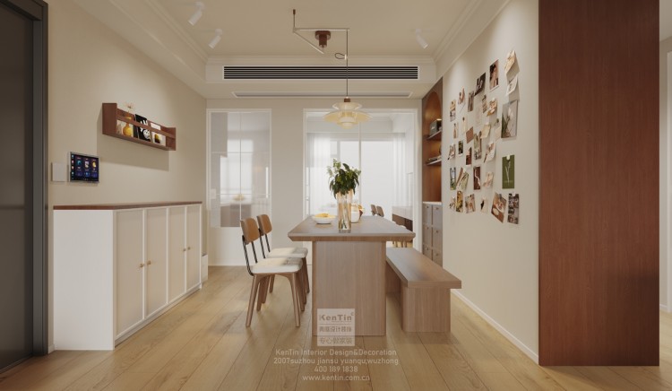 碧提雅苑奶油中古風(fēng)三居室餐廳裝修效果圖